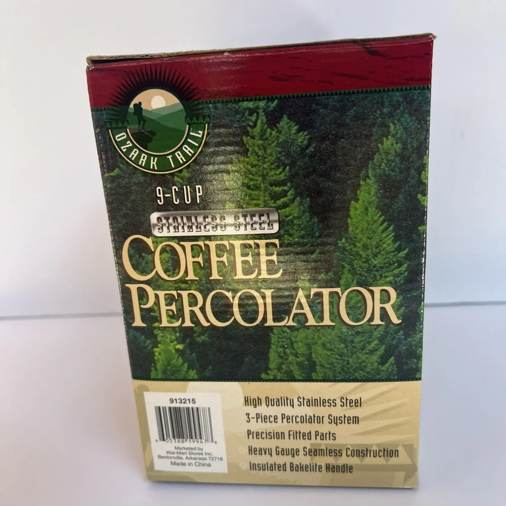New Ozark Trail 9 Cup Stainless Steel Coffee Percolator Camping Pot